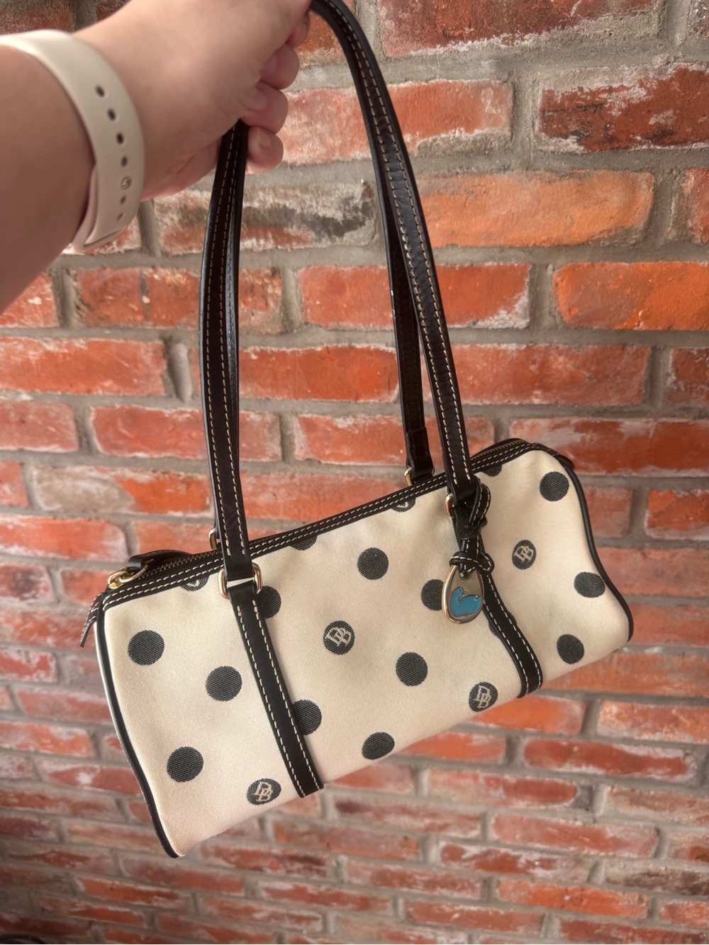 Vintage Dooney & Bourke Polka Dot Bag | Y2K | Black & Cream